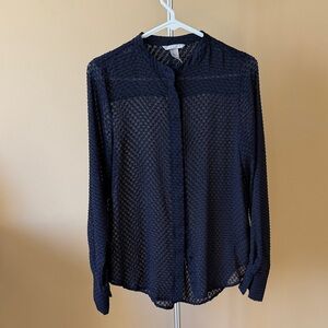 H&M Navy Blue Sheer Blouse